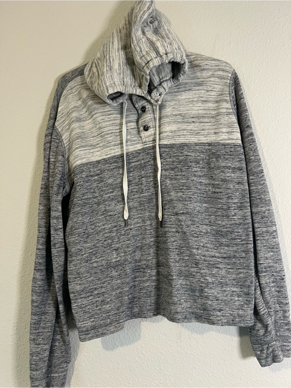 Vintage Vibe Lucky Brand Colorblock Hooded Henley Knit Top L